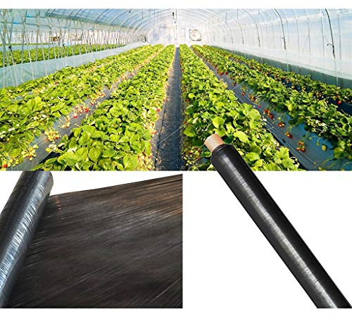 HFRSE Película De Plástico For Acolchado Agrícola, Negra, De 14 Micras, For Control De Malezas De Jardín, For Fresas Y Tomates.(1x30M)