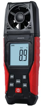 Digital Anemometer Handheld Wind Speed Meter – Measures Wind Speed in m/s, km/h, ft/min, mph, Knots & Air Temperature – Max/Min, Data Hold, Backlit Display – for HVAC, Sailing, Weather, Drone Flying