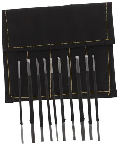 NUOBESTY Outil Tailleur de Pierre 10pcs en Acier à Haute Teneur en Carbone, Couteaux à Sculpter Noirs, Faciles à Contrôler, pour Usage Professionnel et Artisanat Quotidien