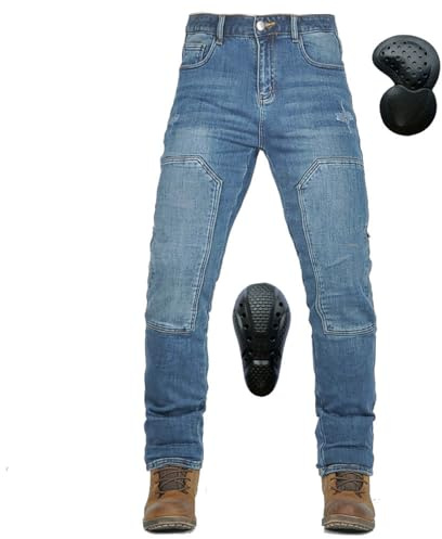 GEBIN Motorradhose Herren, Motorradjeans mit Protektoren, Geeignet für Winter und Sommer, Atmungsaktiv und Strapazierfähig, Blue,XL