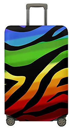 Fasbuy Kofferhülle Kofferschutzhülle mit 18-32 Zoll, Elastisch Koffer Schutzhülle 3D Regenbogen Druck Reise kofferüberzug, Reisekoffer Trolley Case kofferschutz (Schwarz,M)
