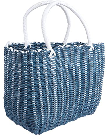 ABOOFAN Panier Courses Panier à Provisions Réutilisable et Portable en Plastique Tressé Poignées Solides Rangement à Domicile Courses