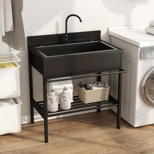 Edelstahl Spültisch Mobile Outdoor Spüle Freistehende Spülbecken mit Armatur Multifunktions Waschtisch 1 Becken Waschbecken Küchenspüle Spülenschrank für Wäscherei Restaurant Außen Camping(74x51x94cm)