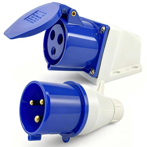 GZcaiyun 220 V, 32 A, adattatore CEE, spina industriale, 32 A – 2 P + E 3 poli, adattatore di corrente per dock, metallurgia, centrali elettriche, camper, campeggio