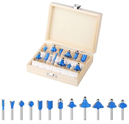 iDMRURvm 12tgl Fräsersatz Set für Holzbearbeitung 6mm Nutfräser Profilfräser für Oberfräse Holzfräser Fräser Bit Set mit Schraubenschlüssel
