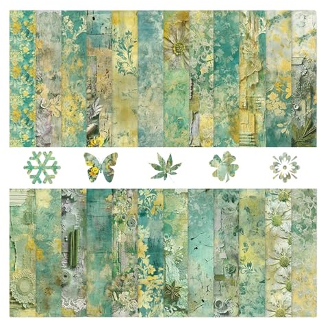 Scrapbook Papier Buntes 24 Blatt Bastelpapier mit Muster 30,5x30,5 cm | Doppelseitiges Decoupage Papiere Motivpapier Vintage Dekorpapier Designpapier für Scrapbooking, Basteln, Journal