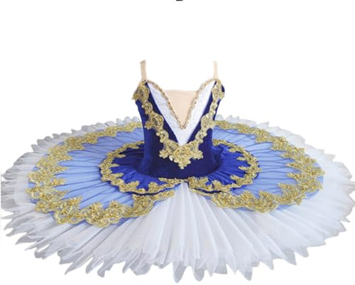 Mädchen Ballett-Tutu Schwanensee Aufführungsrock Gymnastik-Ballett-Trikot Tutu Wettkampfkleid,Blau,150