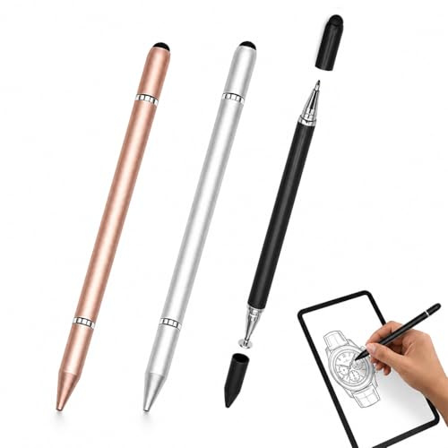 3pcs Lapiz para Tablet 3 en 1 Lapiz Compatible con teléfonos y tabletas | Tiene 3 Puntas de bolígrafo Diferentes,con i-Pad / A-pple i-Phone / dispositivos Sam /An-droid / iO-S