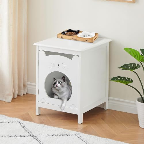 Zstar Table Basse Multifonction pour Chats – Maison et lit en MDF Blanc, Coussin Doux, Fermeture magnétique, cachette intégrée – Mobilier Moderne pour Salon ou Chambre, idéale pour Petits Chats –