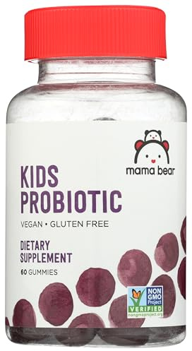 Amazon Brand - Mama Bear Vegan Probiotic, Berry, 60 Gummies, 1 Billion CFU per Gummy