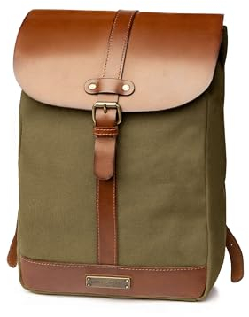 DRAKENSBERG Canvas Rucksack 'Charly' für Damen und Herren - im puristischen Vintage-Design, nachhaltig handgemacht für jeden Tag, 15L - Olivgrün, DR00138