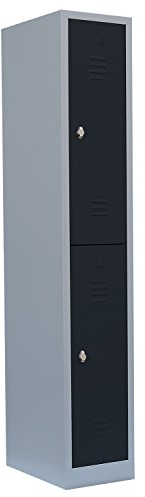 Lüllmann 2 Fächer Schließfachschrank komplett montiert Wertfachschrank Fächerschrank Spind Umkleideschrank 520218 Anthrazit Maße:1800 x 315 x 500 mm (H x B x T)