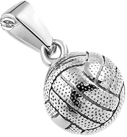 BlackAmazement Anhänger Edelstahl Handball Volleyball Fussball Lederband Halskette Silber Gold Herren Damen