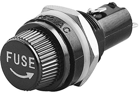 BestPlug Porte-fusible avec Bouchon à Visser pour fusible de 5 x 20 Fusible Fin jusqu'à 10 A 250 V pour Soudure ou à Brancher, Noir