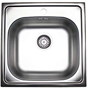 Edelstahl Einbauspüle Küchen Spüle Spülbecken Küchenspüle 50 x 50 cm + zubehör Set (50x50cm mit Loch für Armatur)