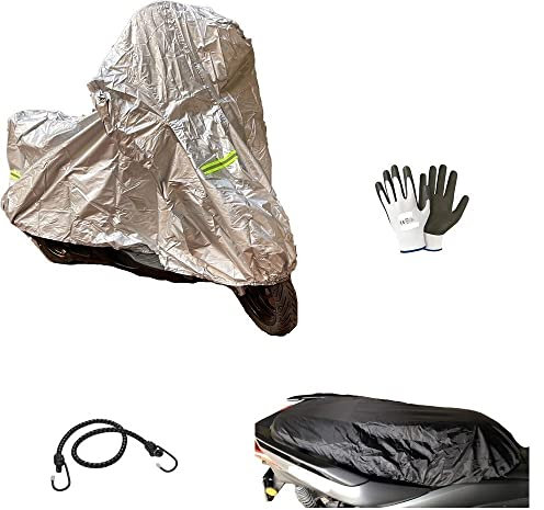 Funda para moto Morini Corsa 1200 Avio, impermeable, de nailon, 246 x 105 x 127 cm + funda para sillín antilluvia de Oxford, tamaño XL, universal para moto scooter