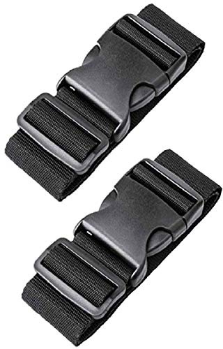 [2 Packs] Luggage Suitcase Straps, elloLife Upgraded Widened Adjustable(180cm x 5cm) Suitcase Belts for Travel Security, Handbags, Luggage, Totes, Briefcases, Carts, Wheeled Luggage etc (Black)