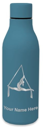 LaserGram Double Wall Stainless Steel Water Bottle, Aerial Silks, Personalized Engraving Included (Slate Blue)