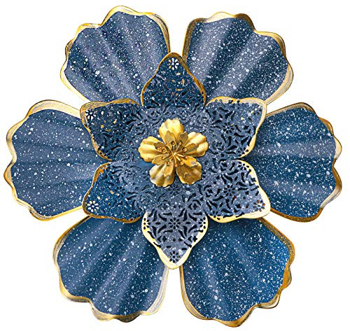 EASICUTI Blue Metal Flower Wall Decor Boho Metal Wall Art Decorations Hanging For Indoor Outdoor Home Bathroom Patio Fence Garden Bedroom Living Room Or Wall Sculptures 12 Inch