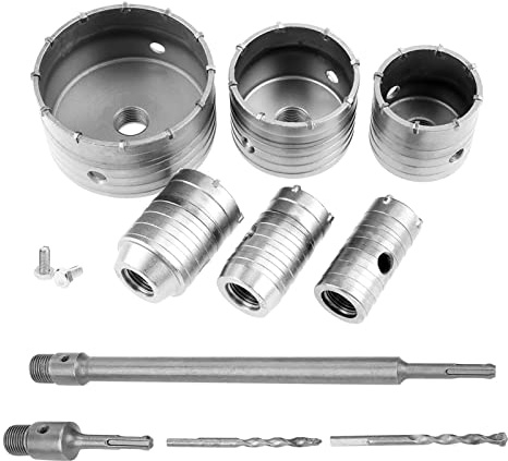 Ein Set mit 10 Topfbohrern, Bohrkrone Wandlocher, SDS-Wandbohrer, Plus Schaft Betonwandbohrer Stanzbohrer, Bohrer-Kit mit verlängertem Schaft für SDS Plus Topfsäge Für Klimaanlagen Pipe Punching