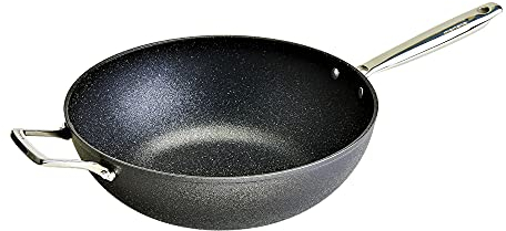 Moneta Armonia Wok 32 cm, 1 Manico + Maniglia per Ogni Tipo di Piano Cottura