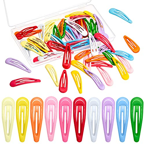 60 Pièces Barettes Cheveux Filles, Gingbiss Barrettes à Cheveux Colorées en Métal Antidérapantes avec étui de Rangement pour Filles, Enfants, Adolescents, Accessoires de Cheveux Mignons
