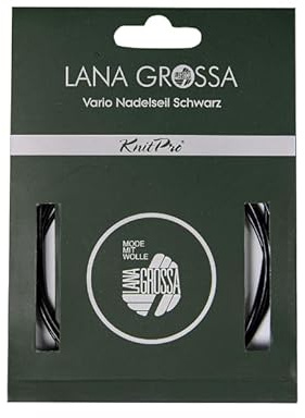 Lana Grossa Nadelseil Vario 120 cm – Flexibles Rundstrickseil in Schwarz, nahtloser Übergang, kombinierbar mit Nadelspitzen – Strickzubehör für Pullover, Schals & Mützen
