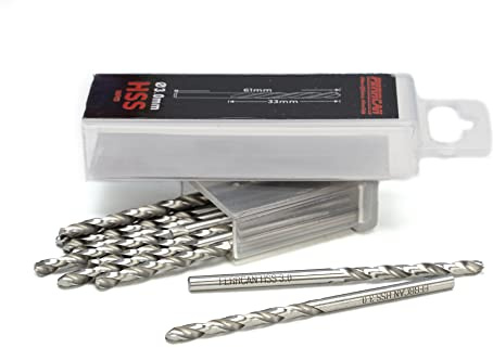 Ferrcan HSS Metallbohrer M2 DIN 338 für Metall, speziell für Eisen, Kohlenstoffstahl, Gusseisen, Aluminium usw. (Packung mit 10 Stück pro Größe) (3mm)