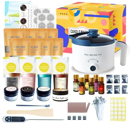 Ksedcon DIY Complete Candle Making Kit with Electric Wax Melting Pot | wax melt making kits professional full kit for adult beginners to make your own candles