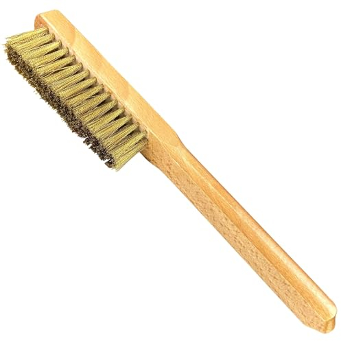 WEDO Brosse métallique en laiton, poignée en bois, fil de cuivre, longueur 290 mm, largeur 29 mm, poils 28 mm, approuvé BAM/ATEX