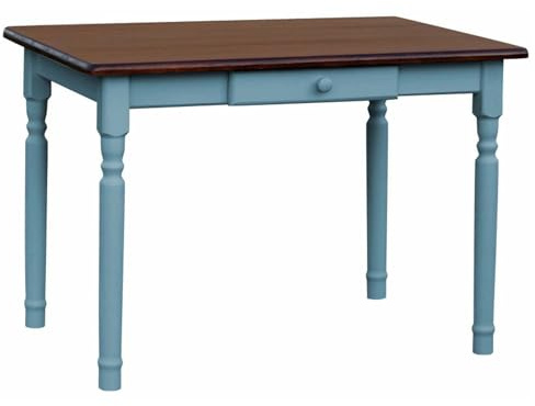 k koma Blau Esstisch Tisch mit Schublade Küchentisch Kiefer Holz Landhausstil - NEU Nuss (80 x 120)