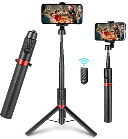 SMALLRIG Selfie Stick Tripod with Bluetooth Remote, ST20 Portable Extendable Travel Lightweight Tripod Stand for Selfie, Video Conference, Tik Tok etc. Compatible with All Phones - 3375B
