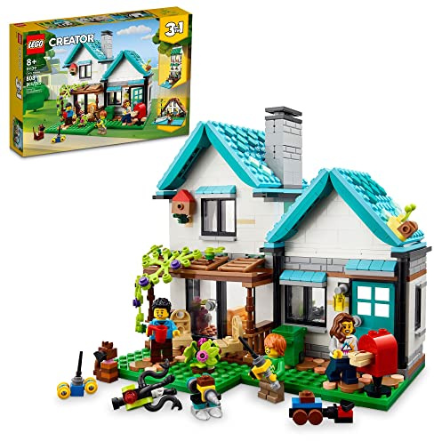 LEGO Creator 3 in 1 Cozy House Building Toys - Toy Figures & Pretend Play Playsets for Boys & Girls, Ages 8+ - 3 Building Options - Gift for Birthdays - 31139