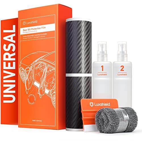 Luxshield Einstiegsleisten Schutz für Auto - Universal Größe L im 4er Set - Schutzfolie Autotür Zubehör Zierleisten Lackschutzfolie Carbon Schwarz