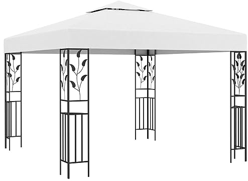 LAPOOH Pavillon, Faltpavillon, Pergola, Partyzelt, Standmarkise, Sonnenzelt, Garten Pavillion, Grillpavillon, 3x3 m Weiß 180 g/m²