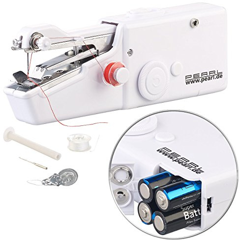 PEARL Minihandnähmaschine: Mini-Handnähmaschine Versandrückläufer (Handnähmaschine ohne Unterfaden, Freiarmnähmaschine, Werkzeug)