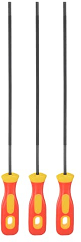 sourcing map 3Stk Kettensägen Feile 5/32 Zoll(4mm) Hohe Harter Stahl Rund Raspel mit Plastik Griff für Kettensäge Polieren