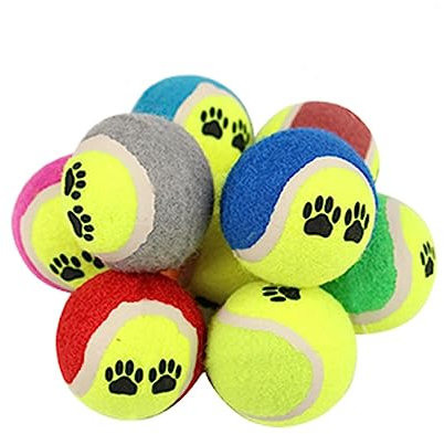 minkissy 12stücke Tennisbälle Für Hunde Mit Pfotenmotiv Kauspielzeug Für Haustiere Katzenspielzeugbälle Haustierbälle Zum Spielen Und Zerbeißen