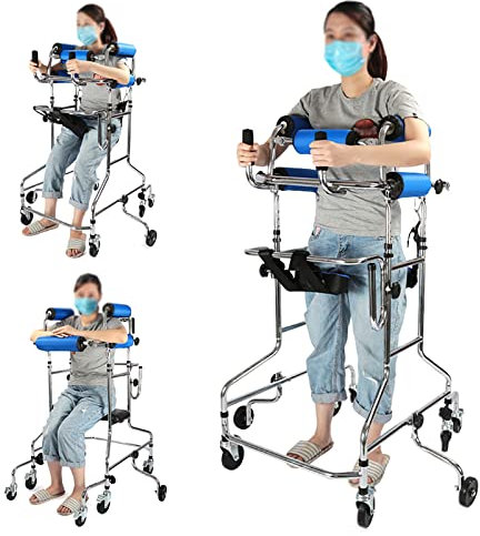 Rollator Gehhilfe für Erwachsene, 8 Rädern für Senioren, Hilfe für das Training und die Unterstützung bei Schlaganfällen der unteren Extremitäten bei Halbseitenlähmung - Anwendbare Höhe 150-180 cm ( C