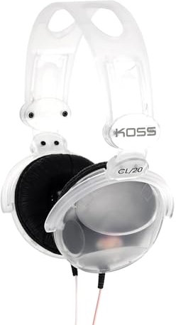 Koss CL/20 Clear Transparent On-Ear Headphones, Retro Look, 3.5mm Plug, Adjustable Headband, Leatherette Cushions