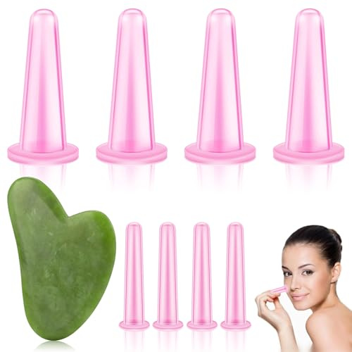 CZAYEFNH Silikon Massage Schröpfen Cups，4 Tassen Silikon Massage Schröpfen Cups Gesicht Schröpfen Set für Gesicht und Augen Schröpfen Massage，Verbesserung der Gesichtskontur und Elastizität