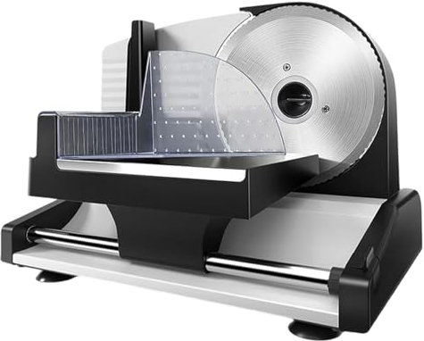 pealiritansemen Cortadora De Fiambres, Cortadora De Alimentos Eléctrica De 200 W, Ajuste De Grosor De 0 A 15 Mm, Cortadora De Alimentos para Panecillos De Cordero, Material De Acero Inoxidable