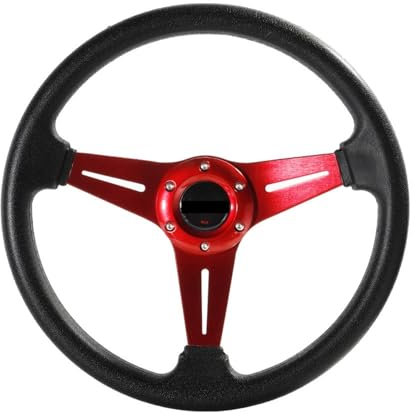 350 mm Sportlenkrad Aluminium + PU Drift Simulation Rennspiel Lenkrad Universal (rot)