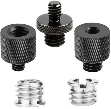 QEXUJOW Schnellkupplungen & -platten,Stativ-Adapter 1/4 auf 3/8 Zoll Gewinde – Doppelschrauben-Stativadapter für Kameras, Lampenstative und Mikrofonstative