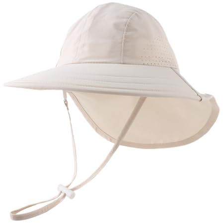 Pesaat Sombrero para el Sol para bebé niña con protección UV con protección para la Nuca Gorro de Verano para niños Paraíso de Playa Large