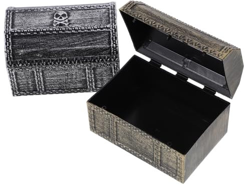 Milisten 2Piezas Plástico Retro Caja De Almacenamiento Decorativa Para Joyería y Colecciones De Pirata Con Tapa y Cierre Para y Decoración