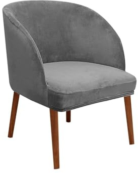 WWQQKJ Velluto Coprisedia Elasticizzati Rotondi Schienale con Braccioli 2/4/6 Pezzi Fodera per Sedia da Pranzo Poltroncina Scandinava Cucina Copertura Sedie Sala Pranzo(Gray Grigio,1PCS)