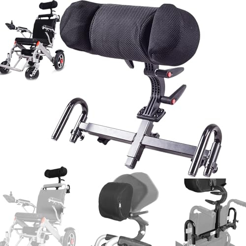 Rollstuhl Kopfstütze, Einstellbare Rollstuhl Zubehör Kopfstützen Rollstuhl Kopfstütze Nackenstütze Verstellbares Höhe und Winkel Universal Rollstuhl Kopfstütze Rückenlehne Atmungsaktive Stabile Stütze
