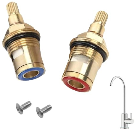 2 Pack 1/4 Turn 20 Spline Replacement Ceramic Tap Cartridge Tap Valve Cartridge Mixer Solid Brass Ceramic Universal Mixer Tap Cartridge for Bathroom Kitchen Faucet Repair Parts