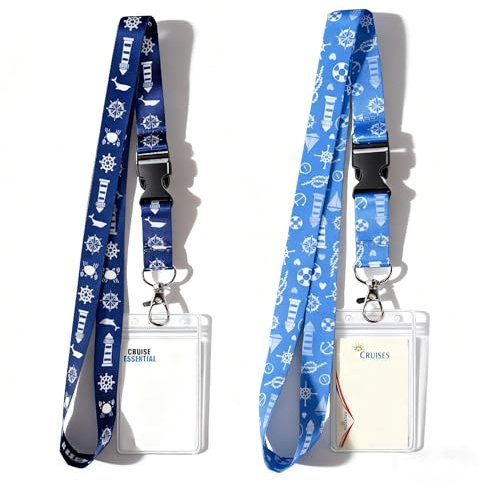 COZERI P&O Kreuzfahrt-Lanyards – Gepäckanhänger, Kartenhalter, wasserdicht, einziehbar, mit wasserdichtem Ausweishalter für Schiffskarten, unverzichtbares Reisezubehör für Kreuzfahrt, 2 Stück
